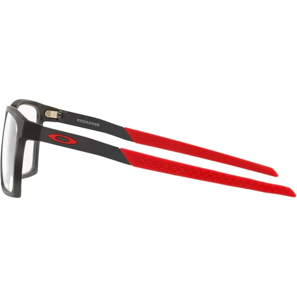 imageOakley Mens Ox8055 Exchange Rectangular Prescription Eyewear FramesSatin Black on RedDemo Lens