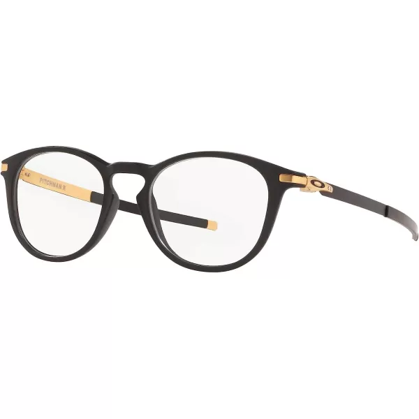 imageOakley Mens Ox8105 Pitchman R Round Prescription Eyewear FramesSatin Black on Satin GoldDemo Lens