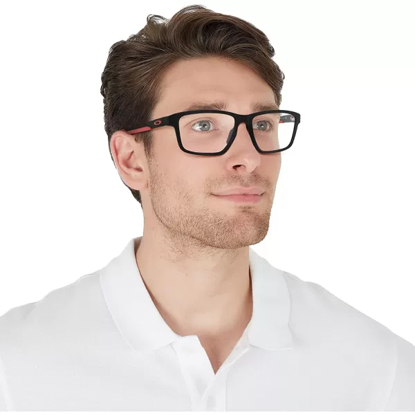 imageOakley Mens Ox8153 Metalink Rectangular Prescription Eyeglass FramesSatin Black amp RedDemo Lens
