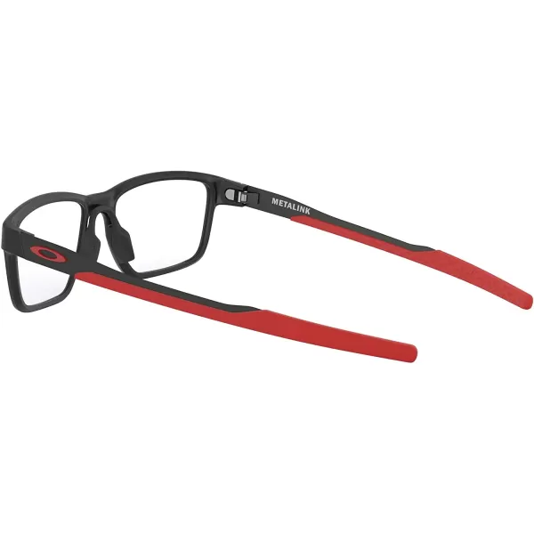 imageOakley Mens Ox8153 Metalink Rectangular Prescription Eyeglass FramesSatin Black amp RedDemo Lens