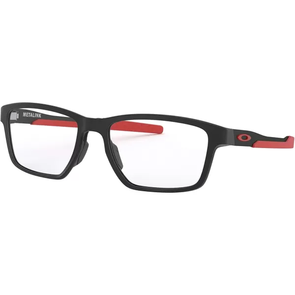 imageOakley Mens Ox8153 Metalink Rectangular Prescription Eyeglass FramesSatin Black amp RedDemo Lens