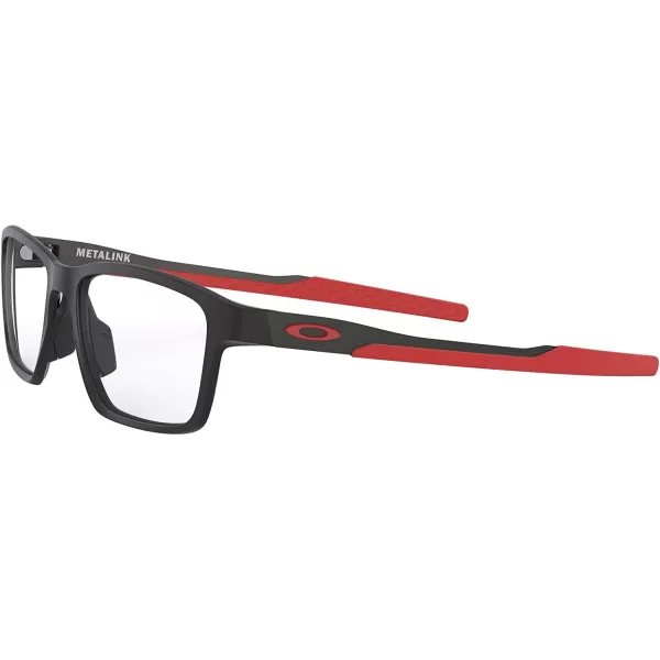 imageOakley Mens Ox8153 Metalink Rectangular Prescription Eyeglass FramesSatin Black amp RedDemo Lens