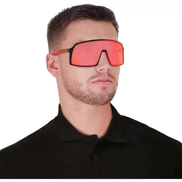 imageOakley Mens Sutro Rectangular SunglassesMatte Black RedlinePrizm Trail Torch