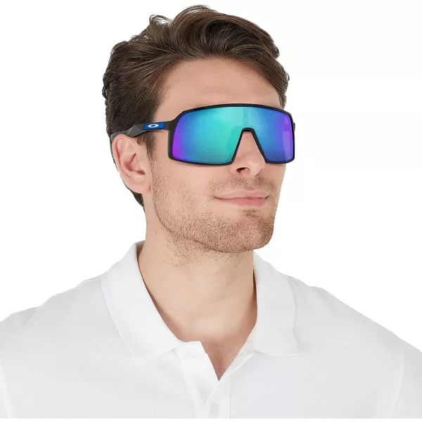 imageOakley Mens Sutro Rectangular SunglassesPolished BlackPrizm Sapphire