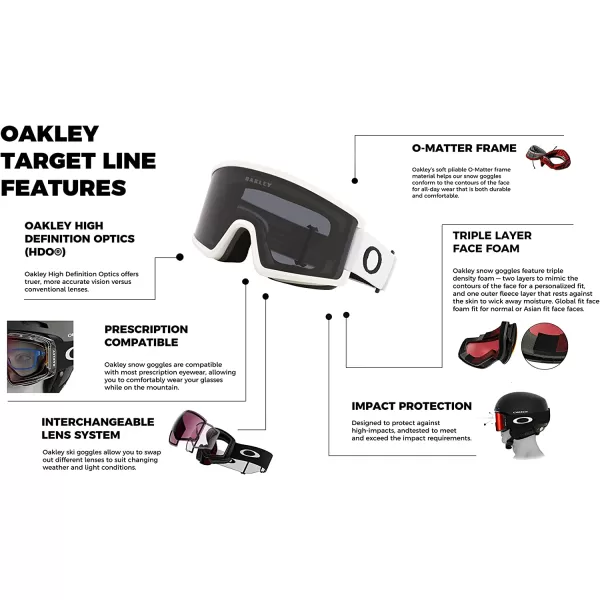 imageOakley Target Line OO7120 OO7121 Ski Goggles For Men For Women  BUNDLE with Designer iWear Eyewear KitWhite WDark Grey
