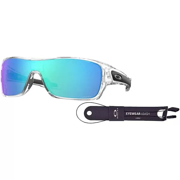 imageOakley Turbine Rotor OO9307 Rectangle Sunglasses for Men BUNDLE Leash Designer iWear Care KitPolished Clear  Prizm Sapphire