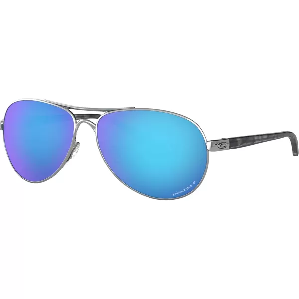 imageOakley Womens Oo4079 Feedback Aviator SunglassesPolished ChromePrizm Sapphire Iridium Polarized