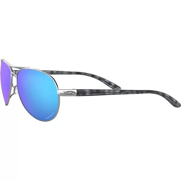 imageOakley Womens Oo4079 Feedback Aviator SunglassesPolished ChromePrizm Sapphire Iridium Polarized