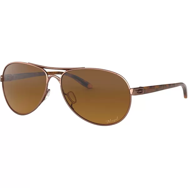 imageOakley Womens Oo4079 Feedback Aviator SunglassesRose GoldBrown Gradient Polarized