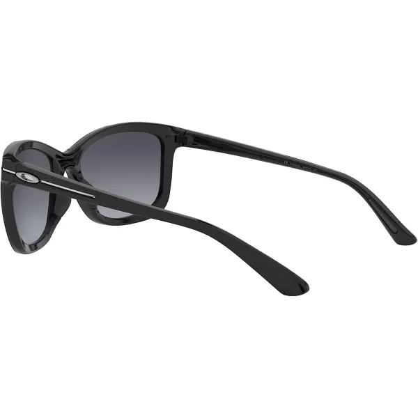 imageOakley Womens Oo9232 Dropin Cat Eye SunglassesPolished BlackGrey Gradient Polarized