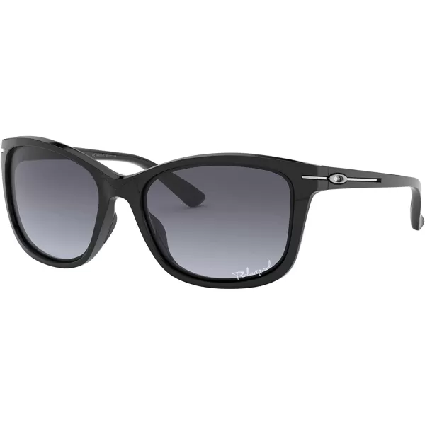 imageOakley Womens Oo9232 Dropin Cat Eye SunglassesPolished BlackGrey Gradient Polarized