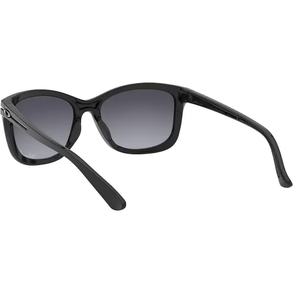 imageOakley Womens Oo9232 Dropin Cat Eye SunglassesPolished BlackGrey Gradient Polarized