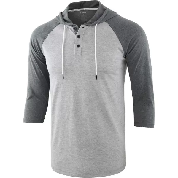 imageKNQR Mens Casual Raglan 34 Sleeve Vintage Active Sports Running Baseball Henley Hoodie T ShirtsHeather GraySlate Green