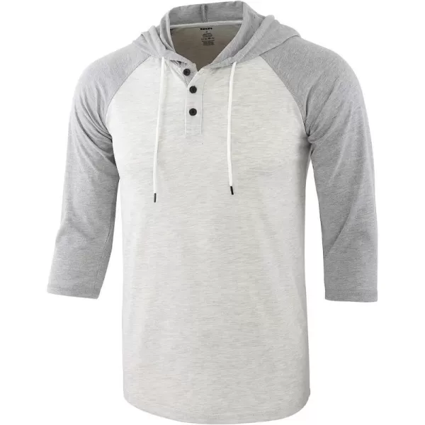 imageKNQR Mens Casual Raglan 34 Sleeve Vintage Active Sports Running Baseball Henley Hoodie T ShirtsHeather OatmealHeather Gray