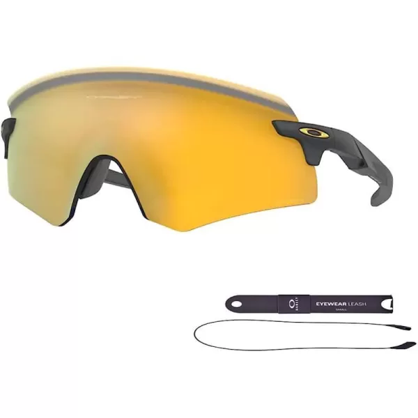 imageOakley Encoder OO9471 Rectangle Sunglasses for Men BUNDLE Leash Designer iWear Care KitMatte Carbon  Prizm 24k
