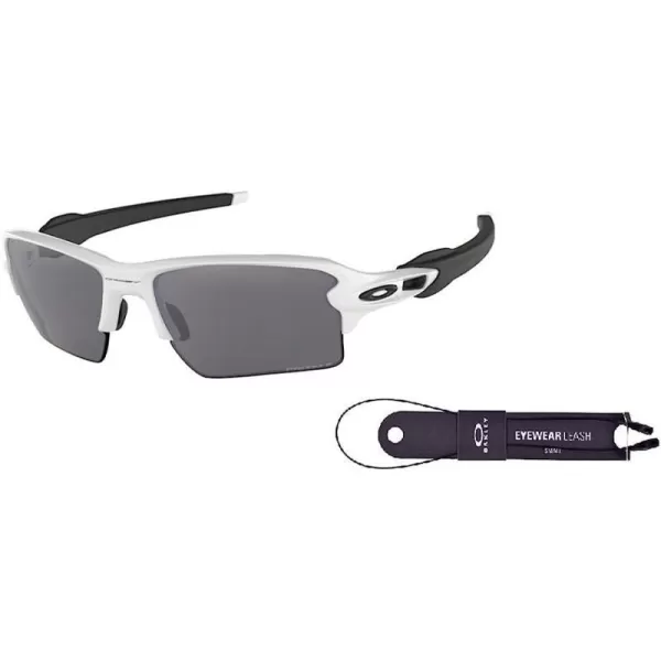 imageOakley Flak 20 XL OO9188 Sunglasses For Men BUNDLE Leash Designer iWear Care KitPolished White Black TempleBlack Prizm Polarized