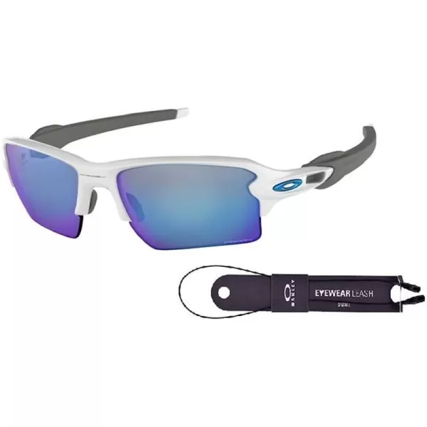 imageOakley Flak 20 XL OO9188 Sunglasses For Men BUNDLE Leash Designer iWear Care KitPolished WhitePrizm Sapphire