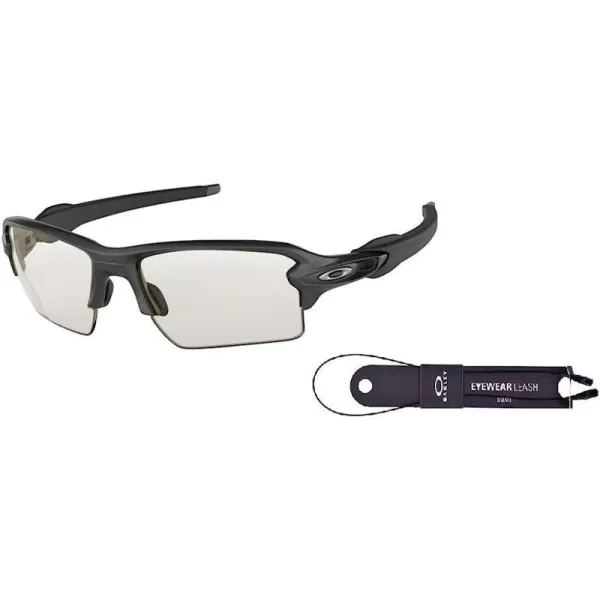 imageOakley Flak 20 XL OO9188 Sunglasses For Men BUNDLE Leash Designer iWear Care KitSteelClear to Black Photochromic