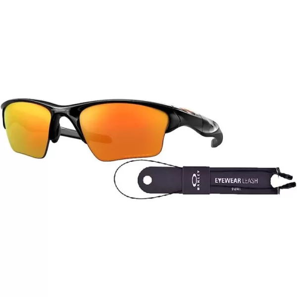 imageOakley Half Jacket 20 XL OO9154 Sunglasses For Men BUNDLE Leash Designer iWear Care KitPolished Black  Fire Iridium Polarized