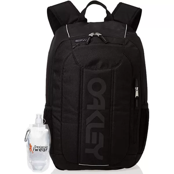 imageOakley Mens 20L Enduro 30 Black Backpack for Hiking Backpacking Camping Traveling  BUNDLE with Designer iWear Collapsible Water Bottle with CarabinerBlack