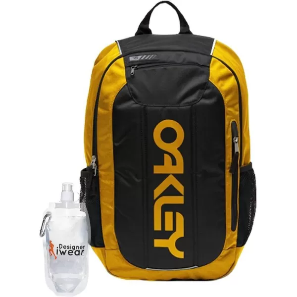 imageOakley Mens 20L Enduro 30 Black Backpack for Hiking Backpacking Camping Traveling  BUNDLE with Designer iWear Collapsible Water Bottle with CarabinerYellow