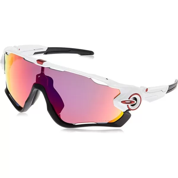imageOakley Mens OO9290 Jawbreaker Shield SunglassesPolished White on BlackPrizm Road