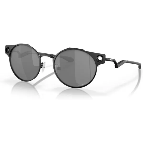imageOakley Mens Oo6046 Deadbolt Titanium Round SunglassesSatin BlackPrizm Black Polarized