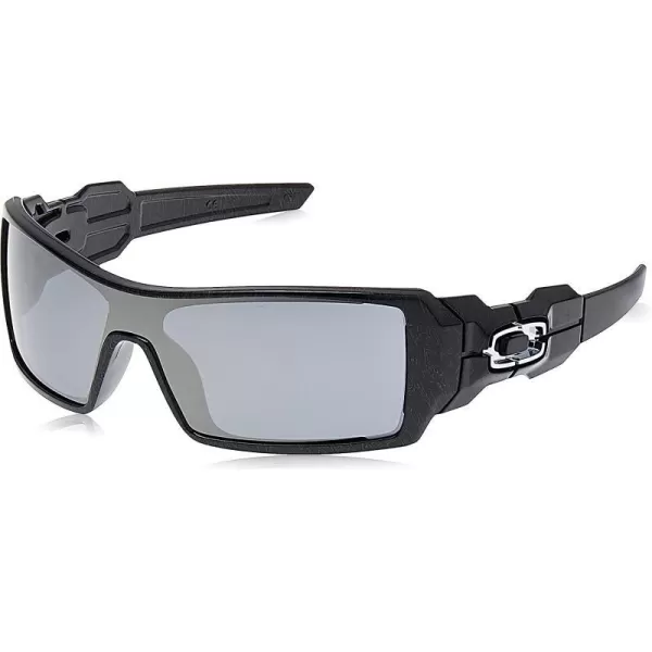 imageOakley Mens Oo9081 Oil Rig Rectangular SunglassesPolished Black amp Silver Ghost TextureBlack Iridium