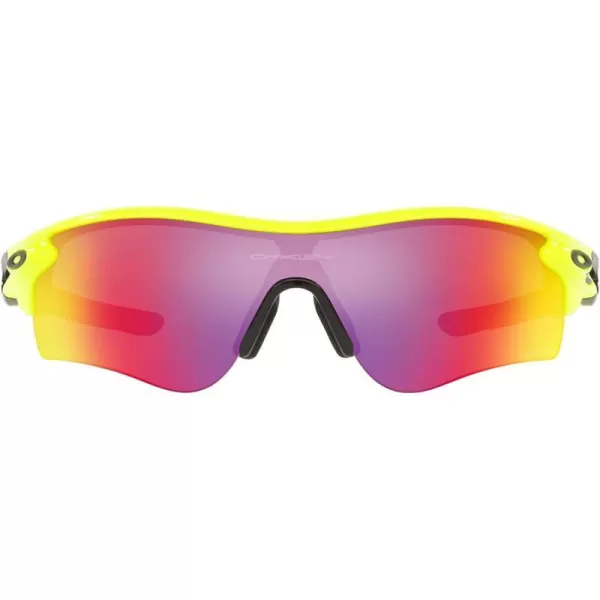 imageOakley Mens Oo9206 Radarlock Path Low Bridge Fit Rectangular SunglassesNeon YellowPrizm Road