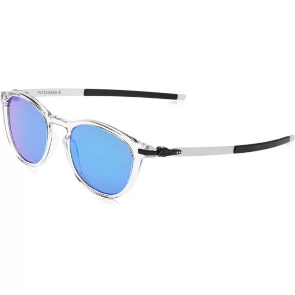 imageOakley Mens Oo9439 Pitchman R Round SunglassesPolished ClearPrizm Sapphire