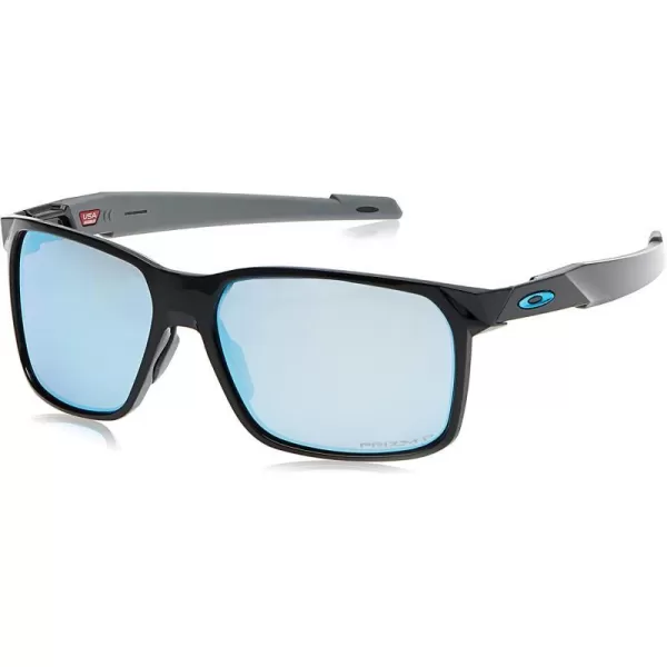 imageOakley Mens Oo9460 Portal X Rectangular SunglassesPolished BlackPrizm Deep Water Polarized