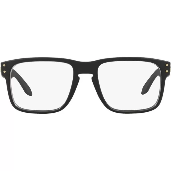 imageOakley Mens Ox8156 Holbrook Rx Square Prescription Eyewear FramesSatin Black Gold IconDemo Lens