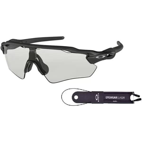 imageOakley Radar EV Path OO9208 Sunglasses For Men BUNDLE Leash Designer iWear Care KitSteelClear to Black Photochromic
