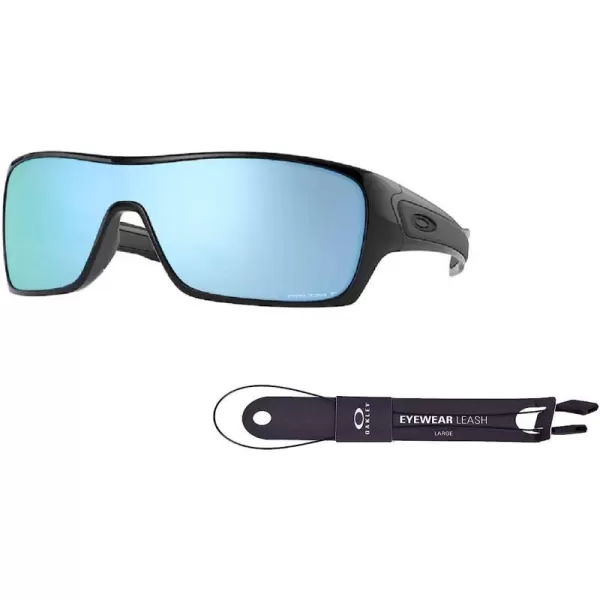 imageOakley Turbine Rotor OO9307 Rectangle Sunglasses for Men BUNDLE Leash Designer iWear Care KitPolished Black  Prizm Deep Water Polar