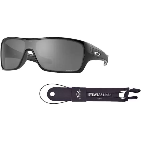 imageOakley Turbine Rotor OO9307 Rectangle Sunglasses for Men BUNDLE Leash Designer iWear Care KitPolished Dark Black  Prizm Black Polarized