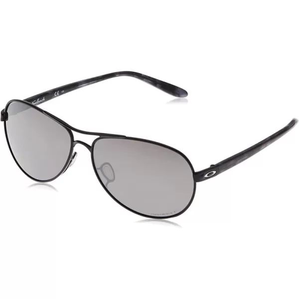imageOakley Womens Oo4079 Feedback Aviator SunglassesPolished BlackPrizm Black Polarized