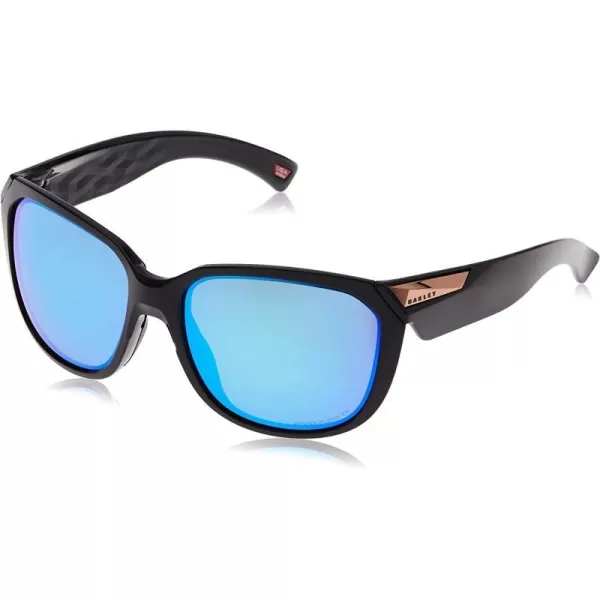 imageOakley Womens Oo9432 Rev Up Square SunglassesPolished BlackPrizm Sapphire Iridium Polarized