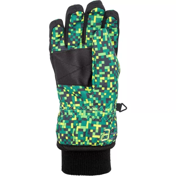 Arctix Kids Whiteout Insulated Ski GlovesIce Block Print Green