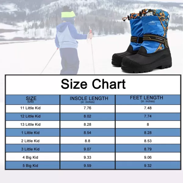 ALEADER Kids Outdoor Snow Boots Insulated Boys Girls Waterproof Winter Boots Little KidBig KidBlue Print