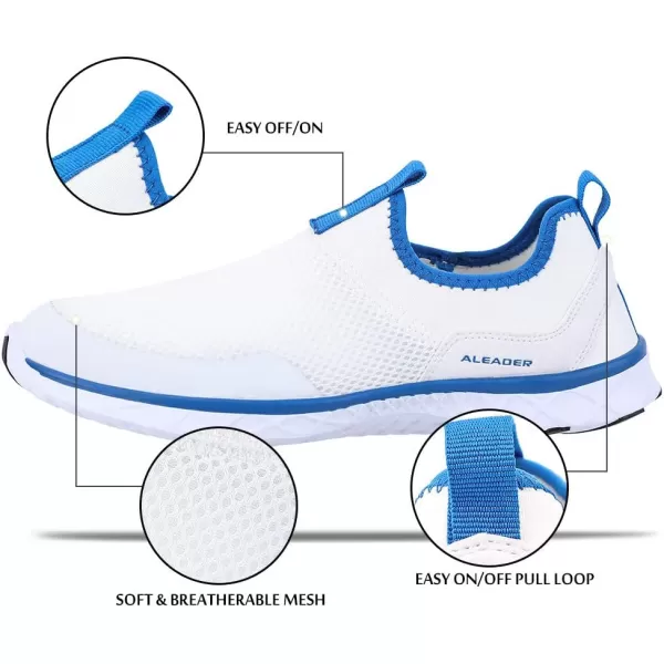 ALEADER Mens Hiking ShoesWhiteBlue