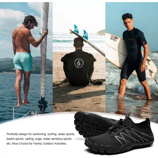 HIITAVE Men Barefoot Water Shoes Beach Aqua Socks Quick Dry for Outdoor Sport Hiking Swiming SurfingMblack