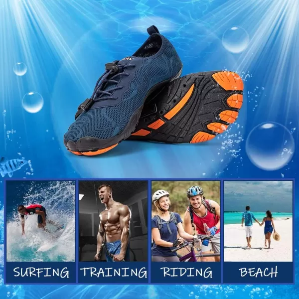 HIITAVE Men Barefoot Water Shoes Beach Aqua Socks Quick Dry for Outdoor Sport Hiking Swiming SurfingNavy