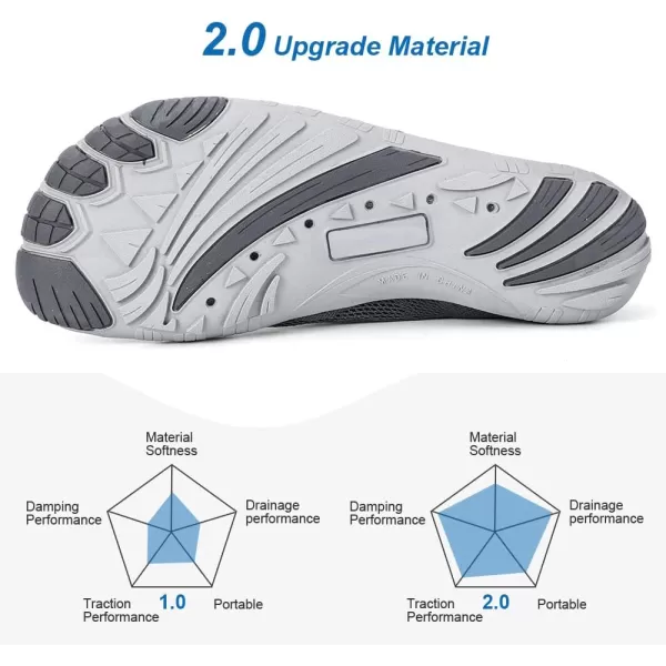 hiitave Womens Water Shoes Quick Dry Barefoot for Swim Diving Surf Aqua Sports Pool Beach Walking YogaGrey