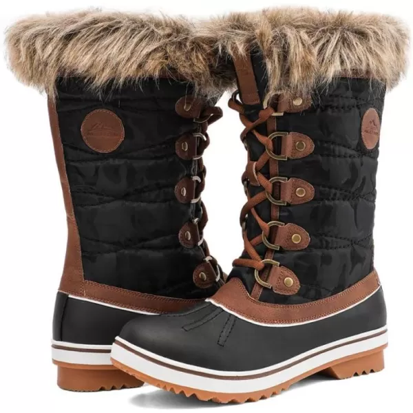 ALEADER Women Snow Boots Winter Waterproof Warm MidCalf BootsBlackBrown