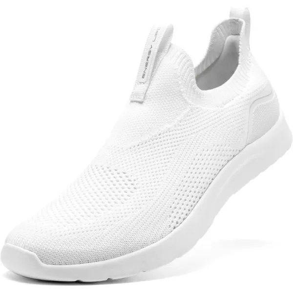 ALEADER Womens Slip On Energycloud Walking Shoes Stretch Knit Sneakers Breathable Athletic TennisWhite