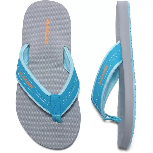 ALEADER Kids Flip Flops Sandals Lightweight Thong Sandals BeachPool Youth Slides Little KidBig KidTurquoise