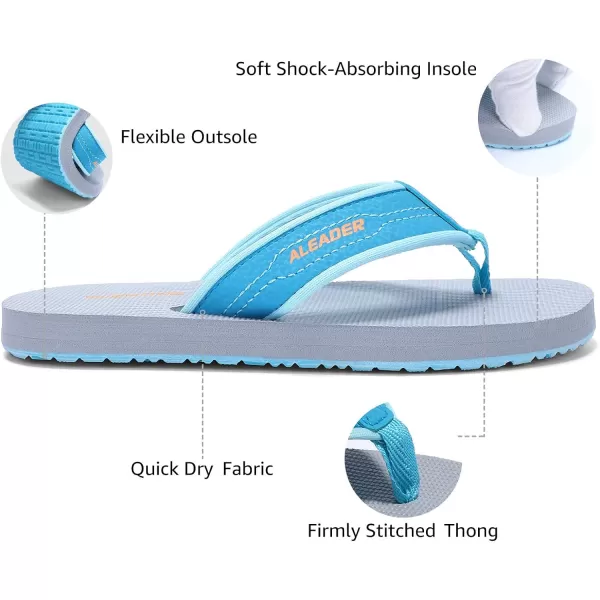 ALEADER Kids Flip Flops Sandals Lightweight Thong Sandals BeachPool Youth Slides Little KidBig KidTurquoise