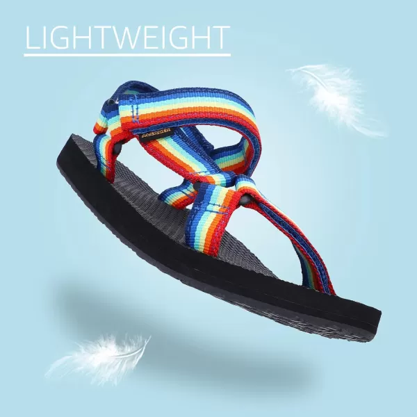 ALEADER UnisexChild Original Sandals  Lightweight Arch Support BoysampGirls Water Shoes  Adjustable 2 Strap Beach SandalLittle KidBig KidRainbow