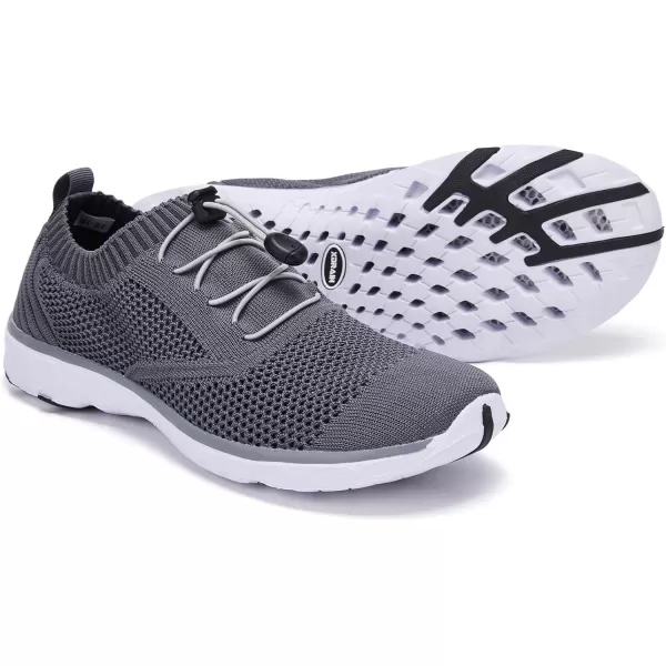 Aleader Mens Mesh Slip On Water ShoesDark GreyWhite