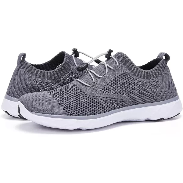 Aleader Mens Mesh Slip On Water ShoesDark GreyWhite